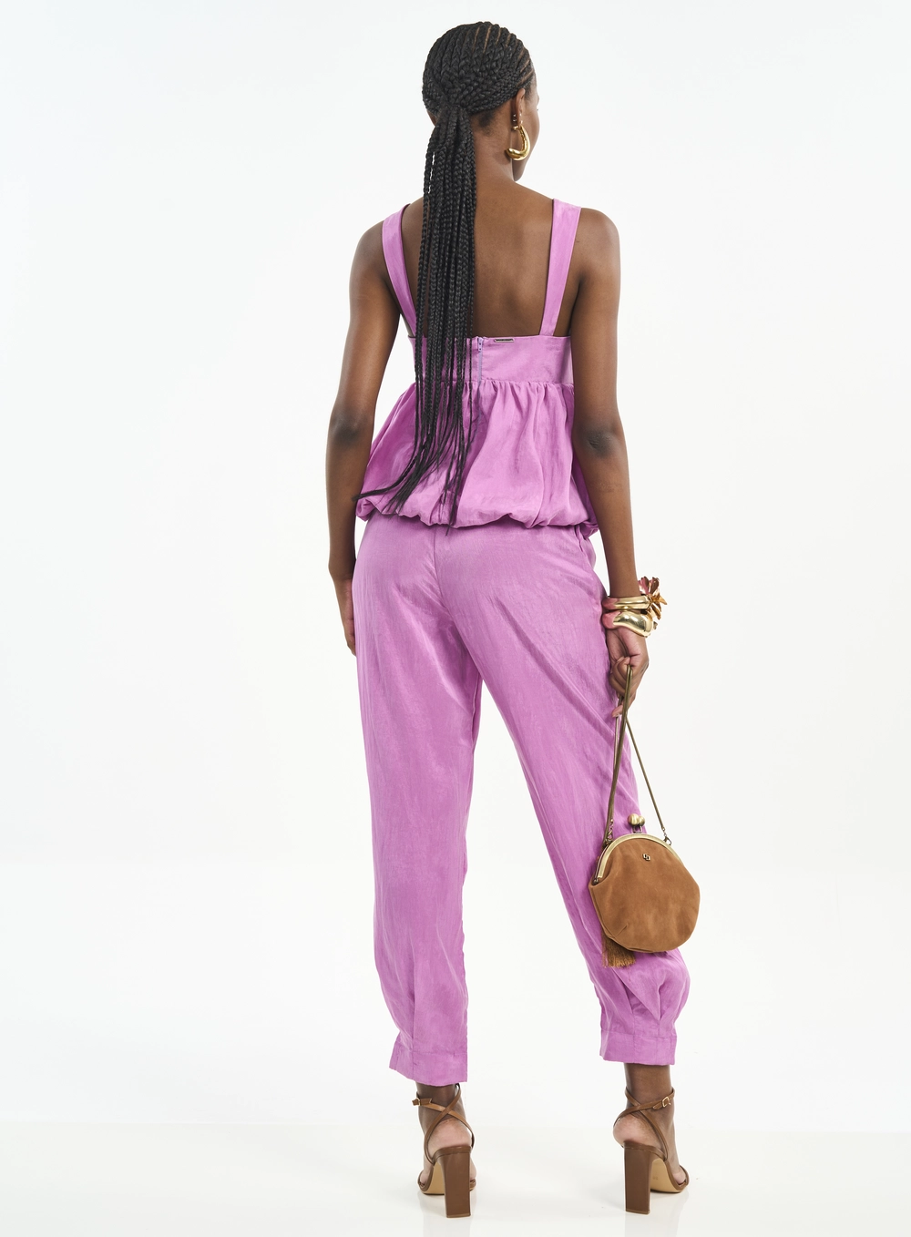 Blusa Com Decote Coração E Barra Balonê Roxo