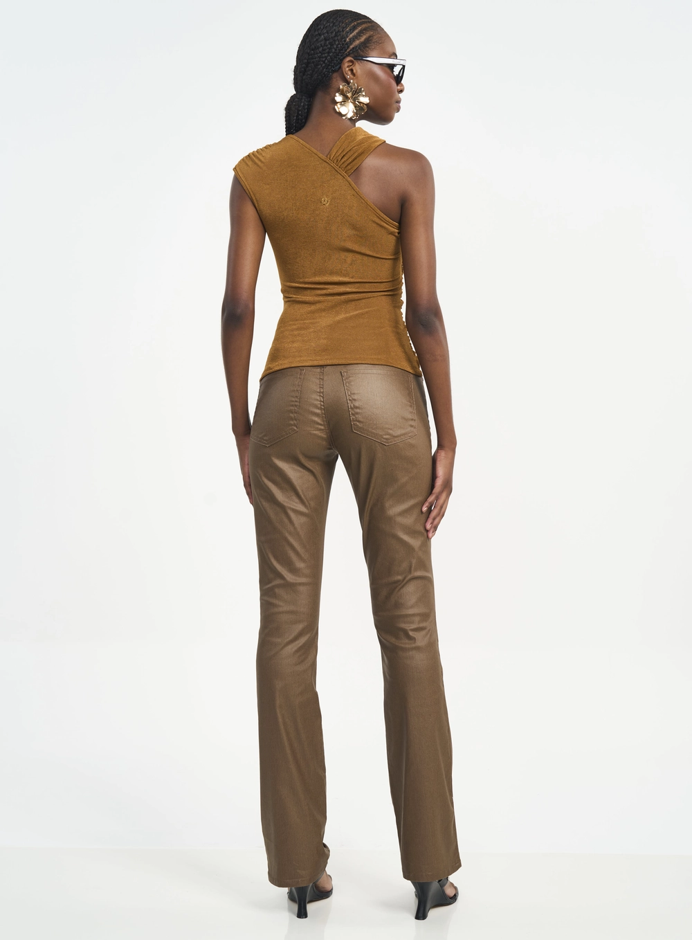 Blusa Slim Decote Transpassado Marrom