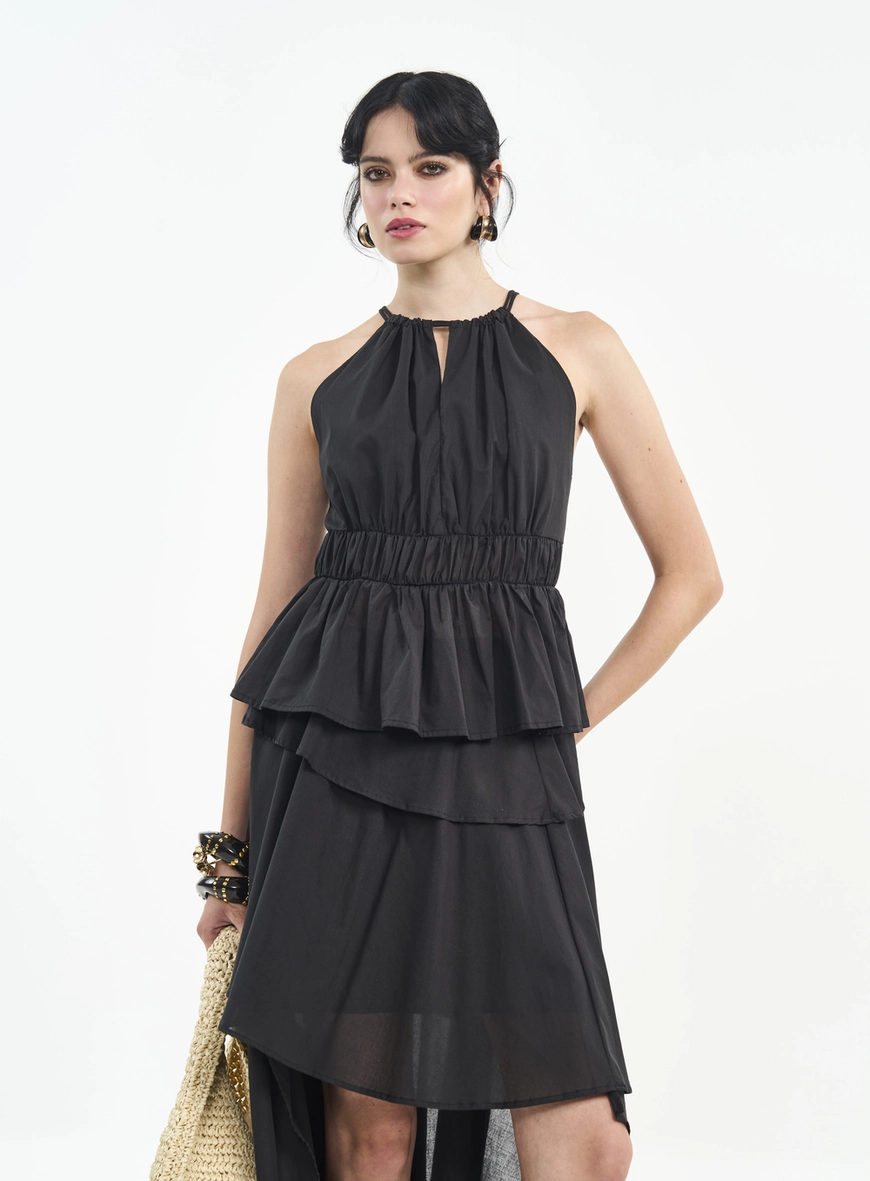 Blusa Mullet Com Camadas E Decote Halter