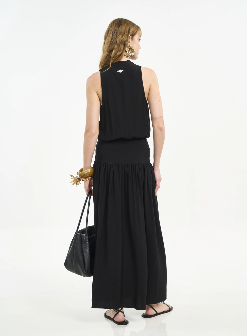 Vestido Longo Com Transpasse Preto