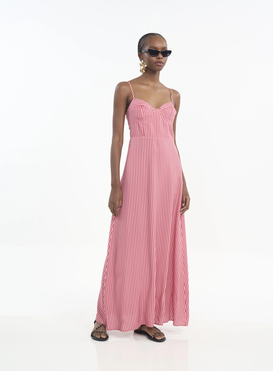 Vestido Longo Com Estampa E Alças