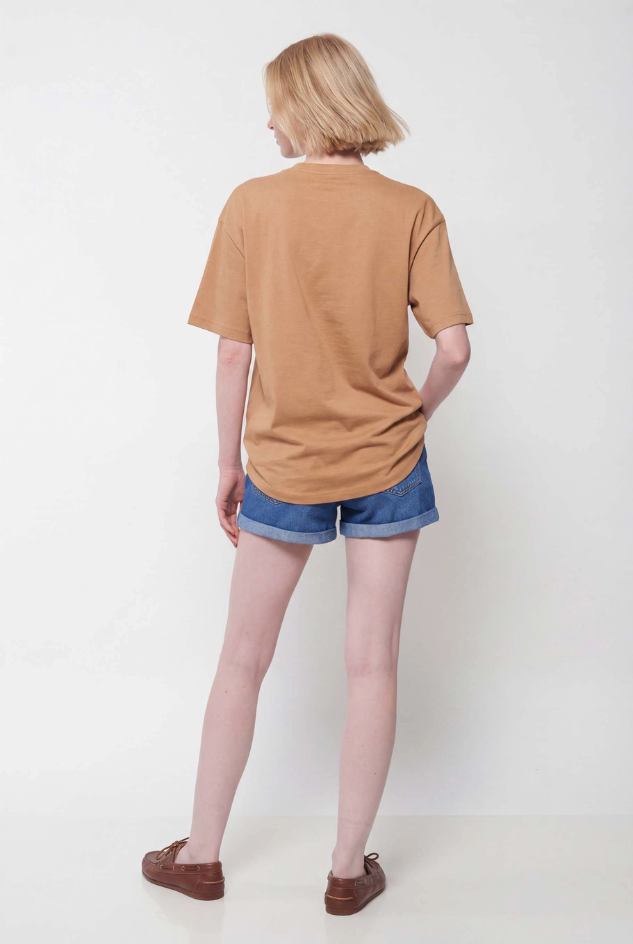 Camiseta Feminina Oversized Estampada Bege 2