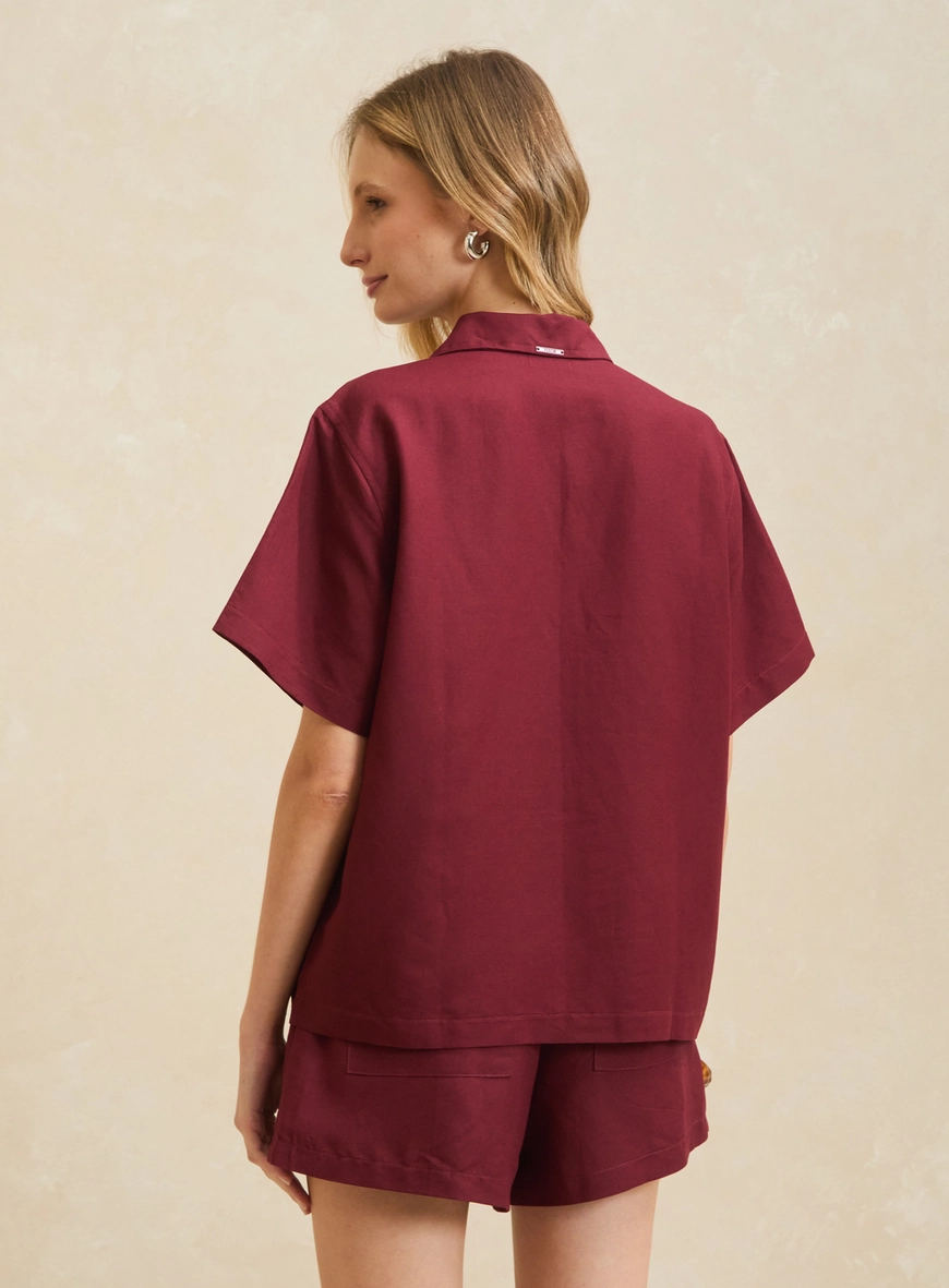 Camisa Alfaiataria Feminina Reta Vermelho 2