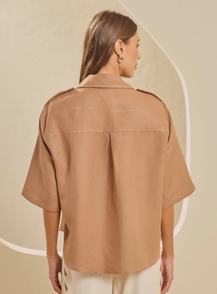 Camisa Feminina Cargo Over Trapézio