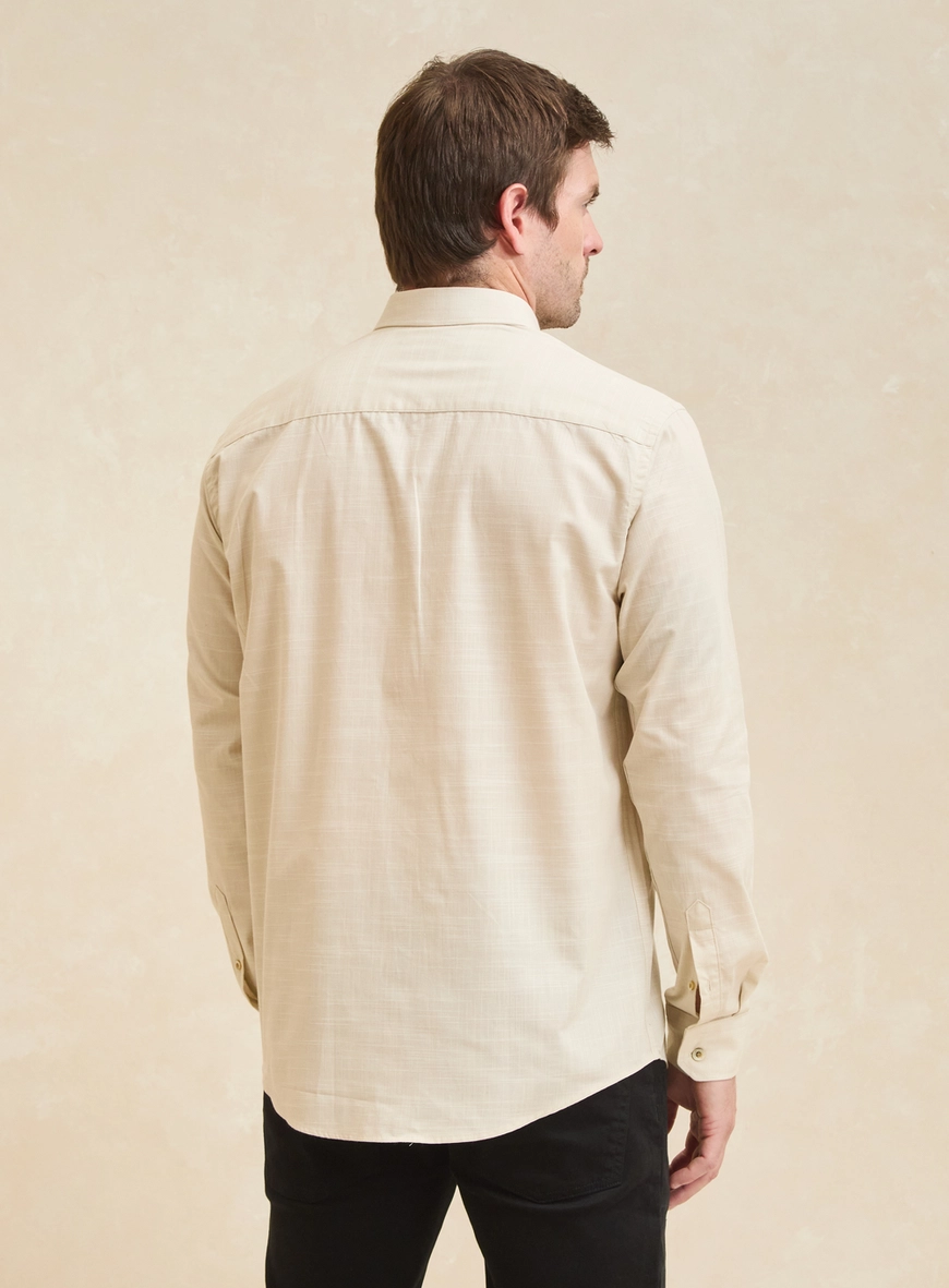 Camisa Masculina Relax Manga Longa Bege 2