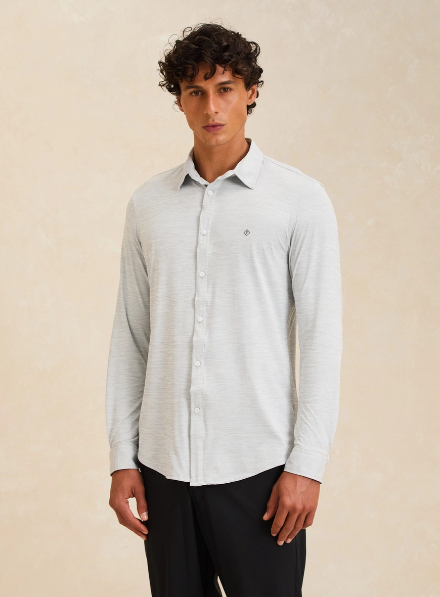 Camisa Masculina Slim Fit Cinza