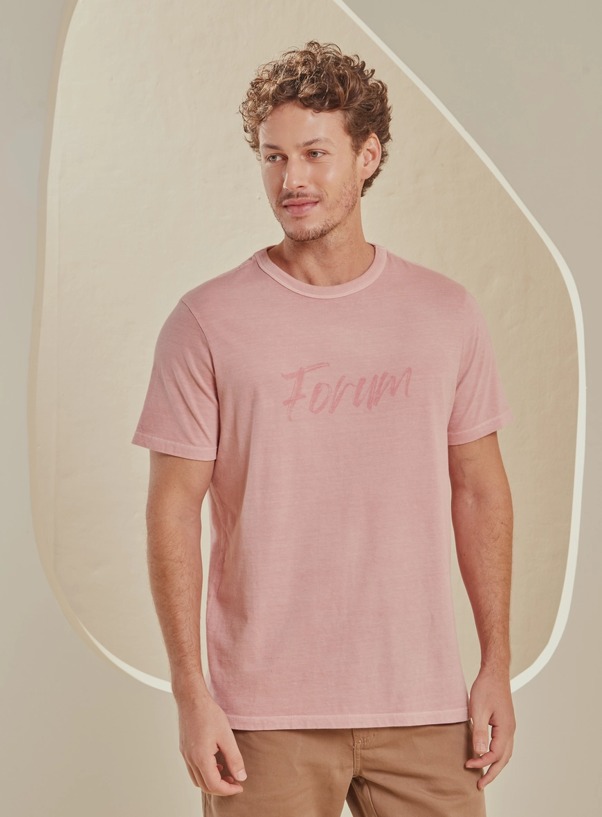 Camiseta Masculina New Slim Estonada Rosa 3