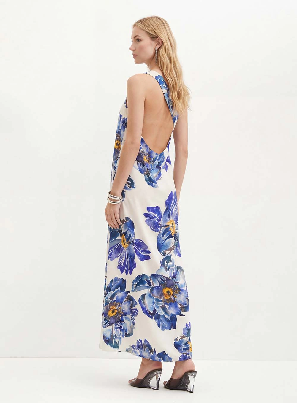 Vestido Longo Estampado De Um Ombro Só - Evasê Estampados 2