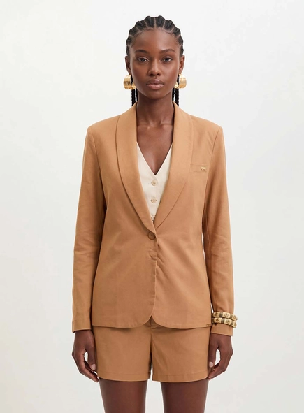 Blazer Feminino Acinturado Com Lapela
