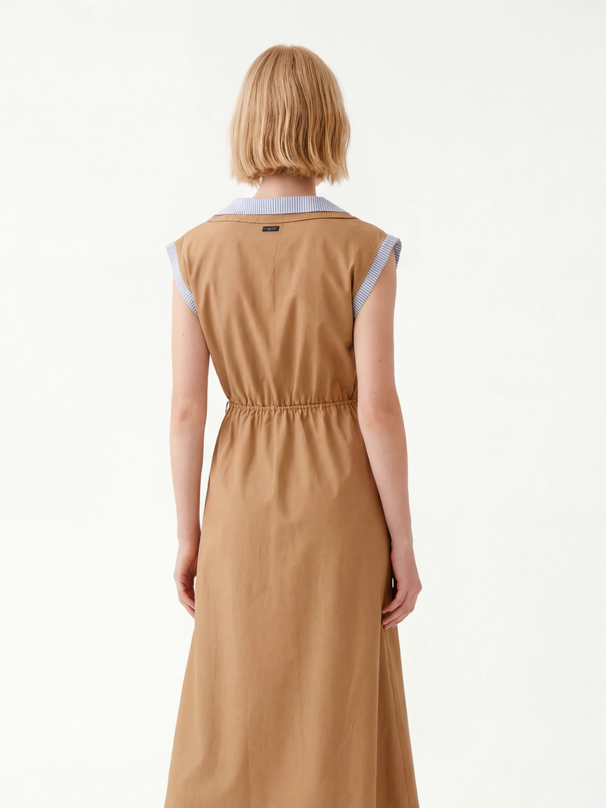 Vestido Midi Alfaiataria Comfort Bege 4