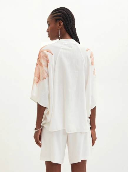 Camisa Feminina Estampada Com Botões - Ampla