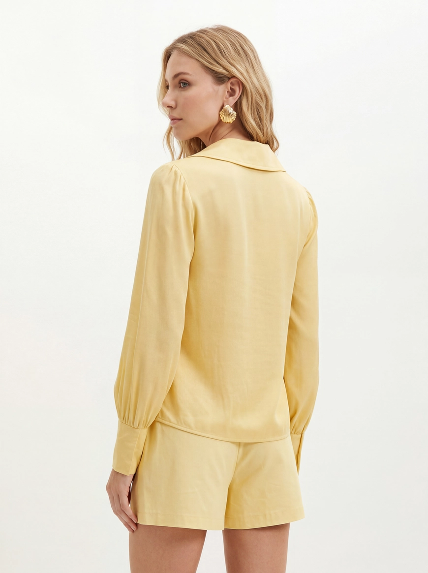 Camisa Feminina Com Botões - Comfort AMARELO 2