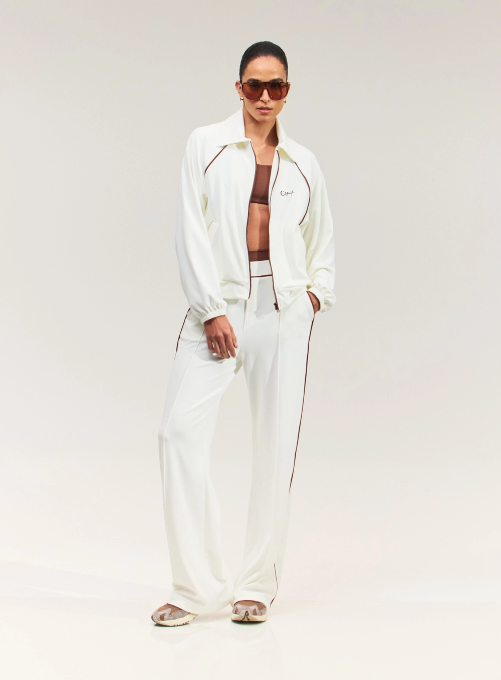 Calça Midi Malha Esportiva Branco