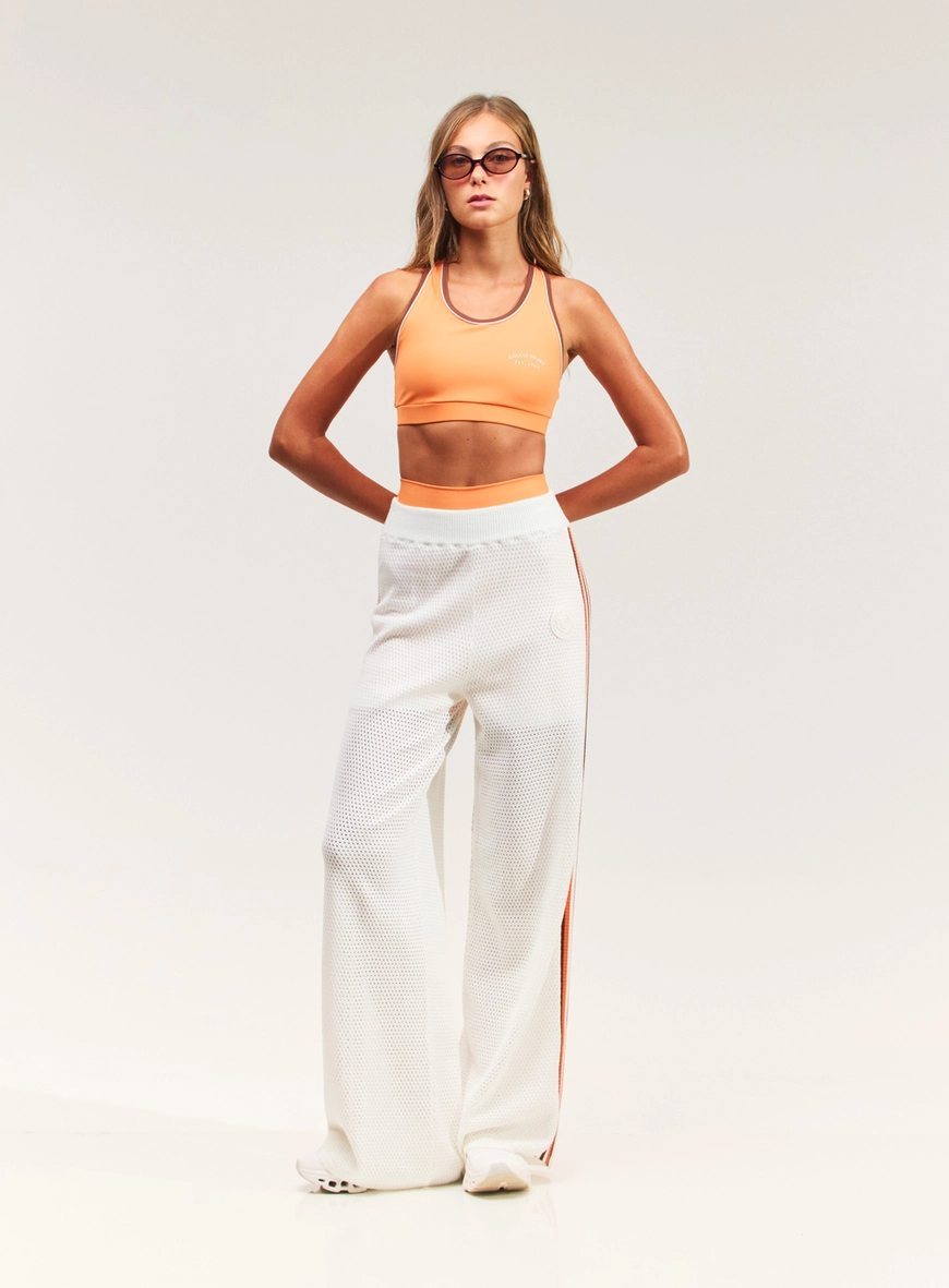 Calça Wide Leg Com Listras Laterais