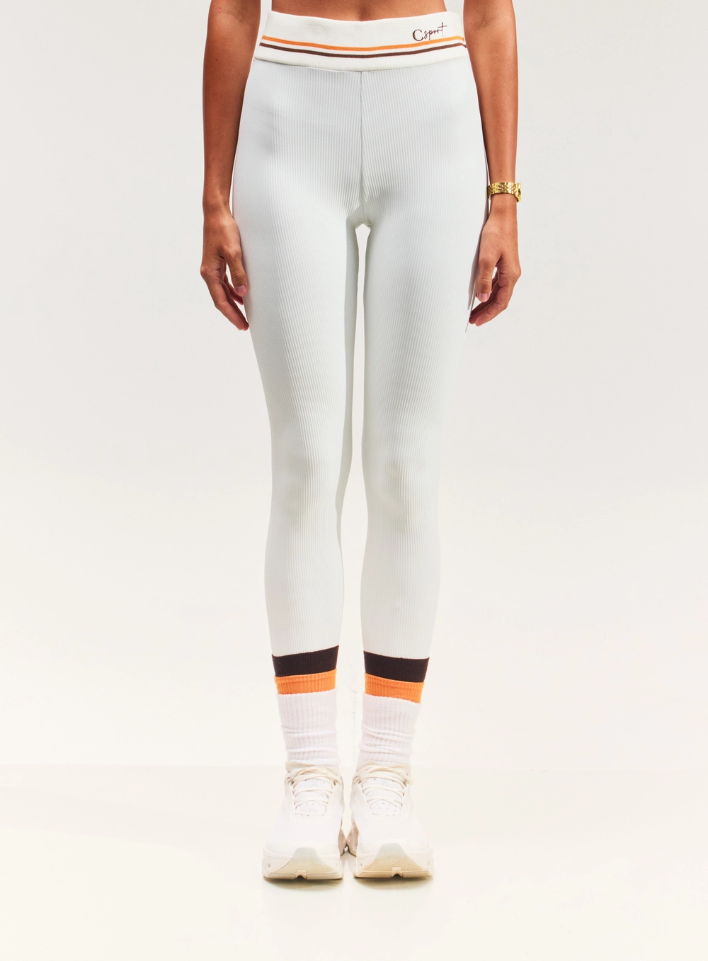 Calça Legging Sport Com Cós Retilínea Branco
