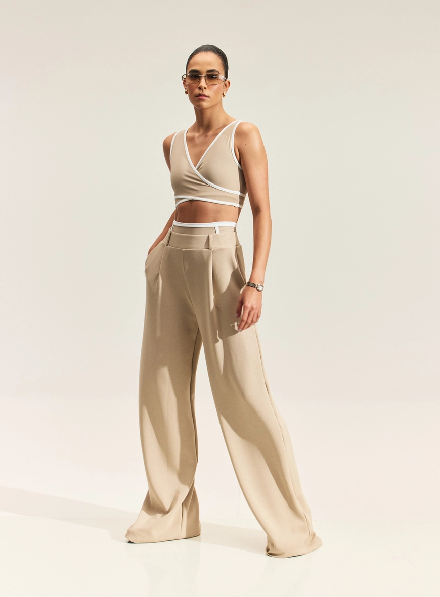 Calça Wide Leg Com Pregas