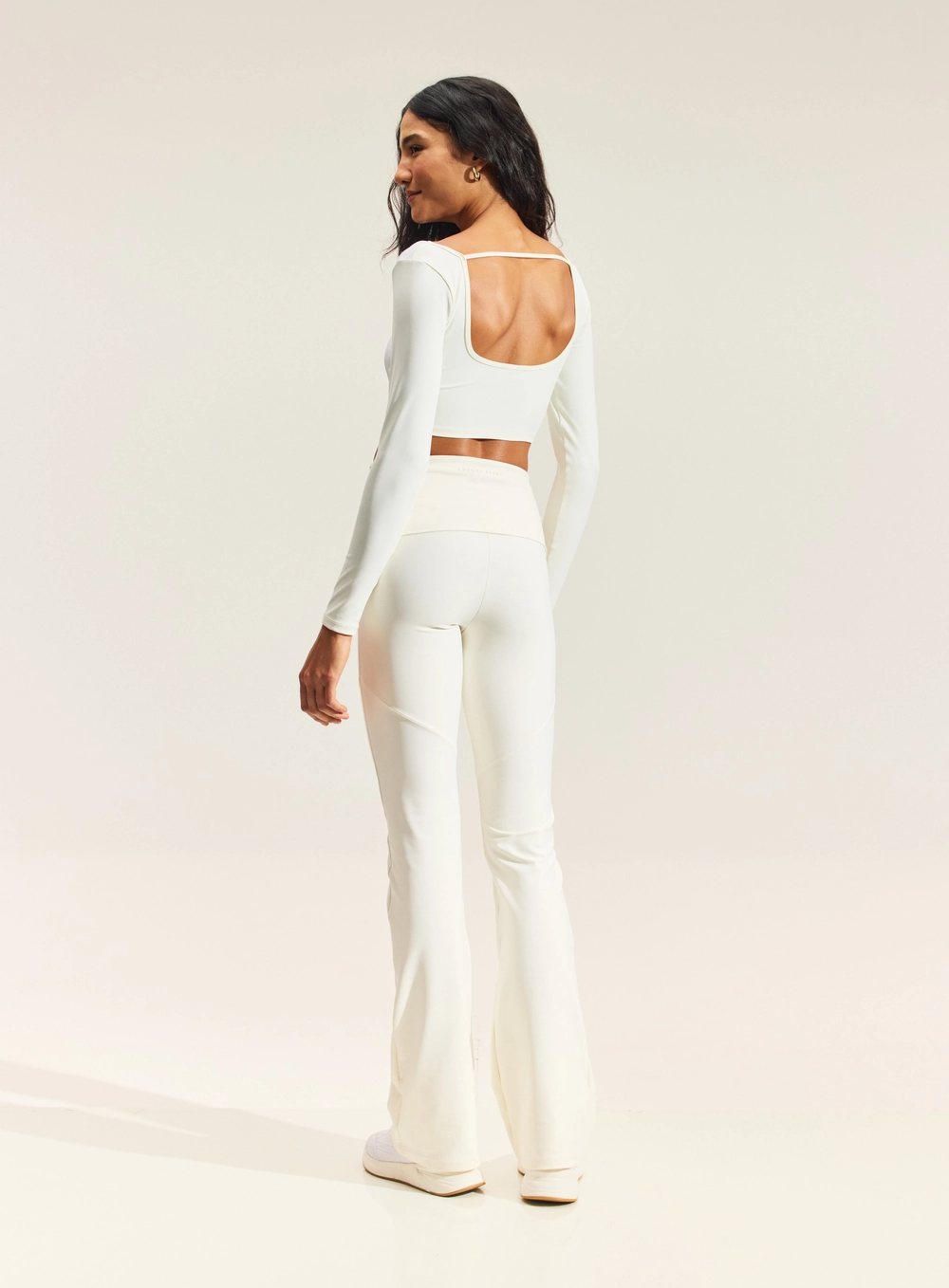 Calça Sport Flare Com Cós Dobrado Branco