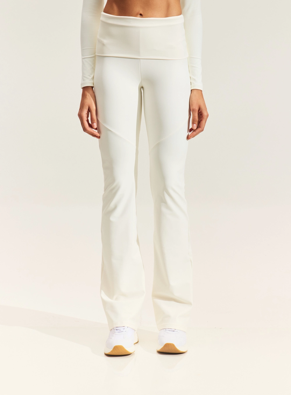 Calça Sport Flare Com Cós Dobrado Branco