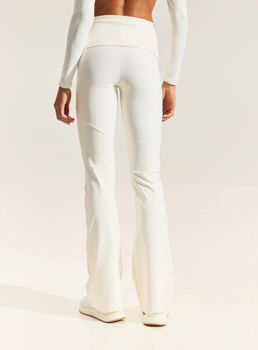 Calça Sport Flare Com Cós Dobrado Branco