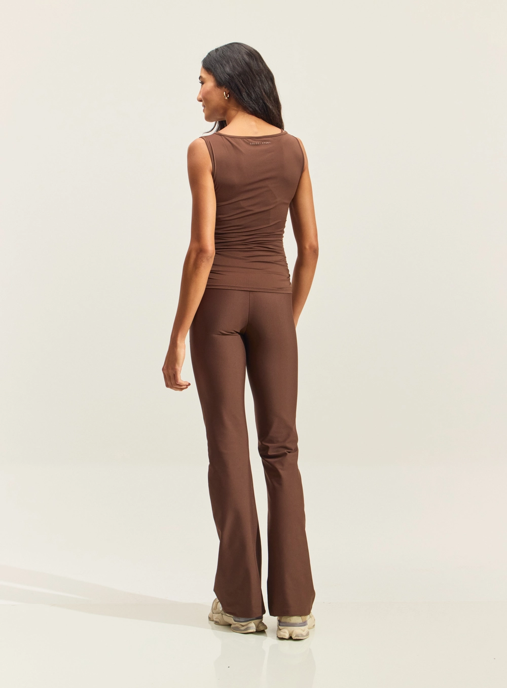 Calça Bailarina Feminina Cós Alto Marrom