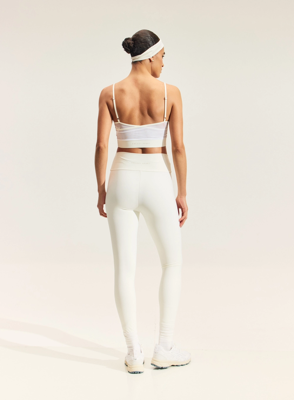 Calça Legging Com Cós Alto Branco
