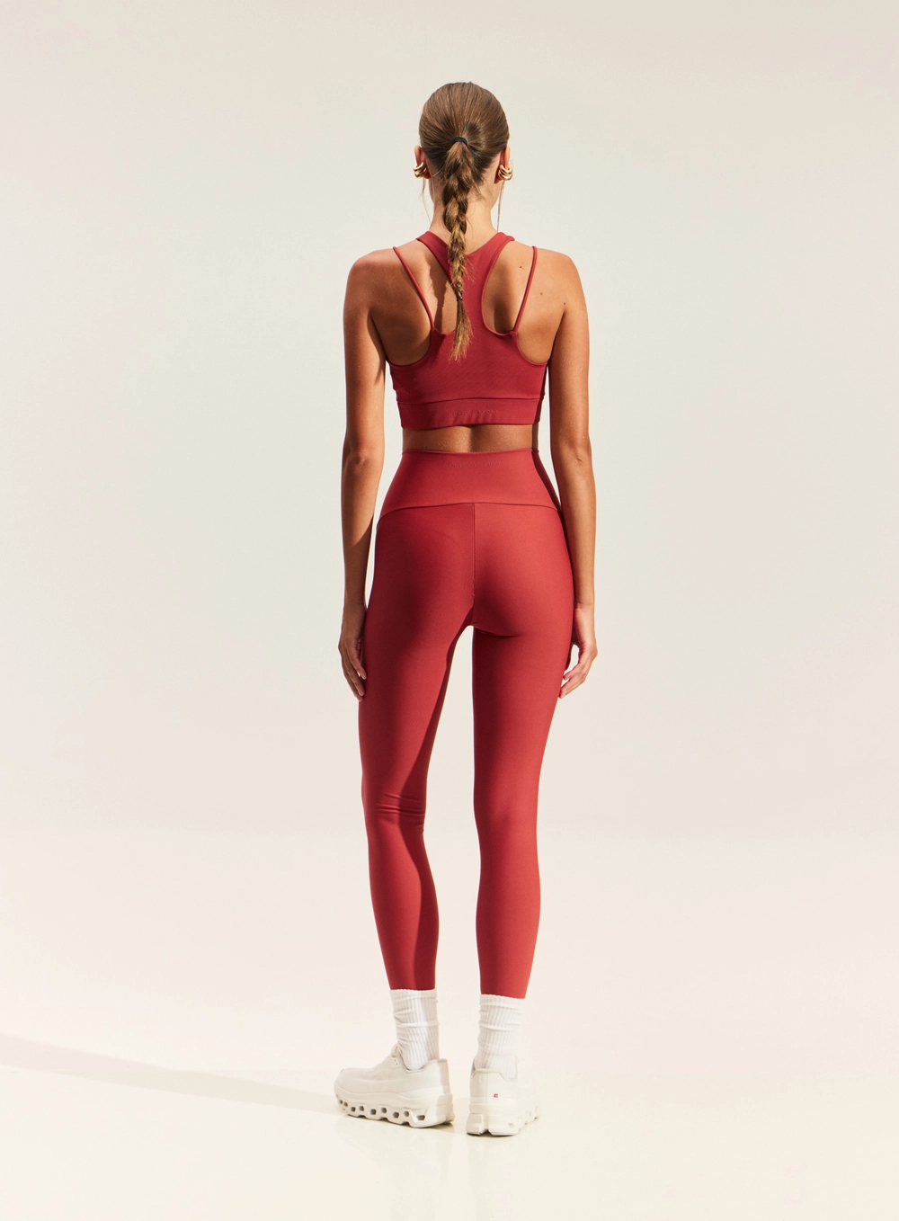 Calça Legging Feminina Com Cós Alto Marrom