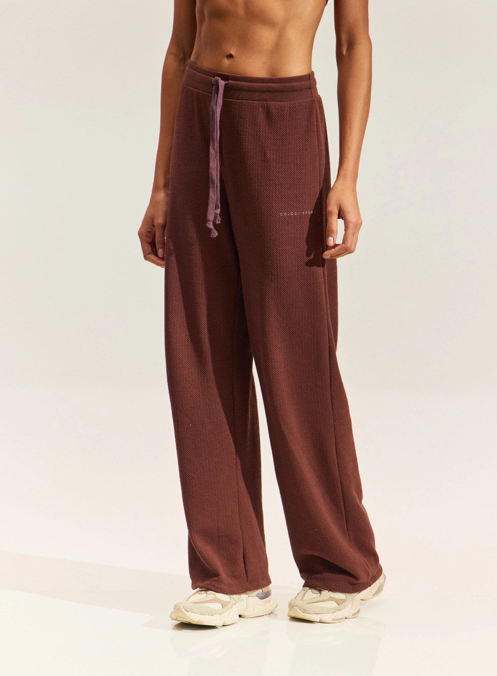 Calça Wide Leg Moletom Marrom
