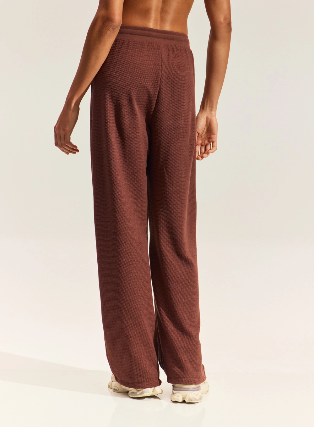 Calça Wide Leg Moletom Marrom
