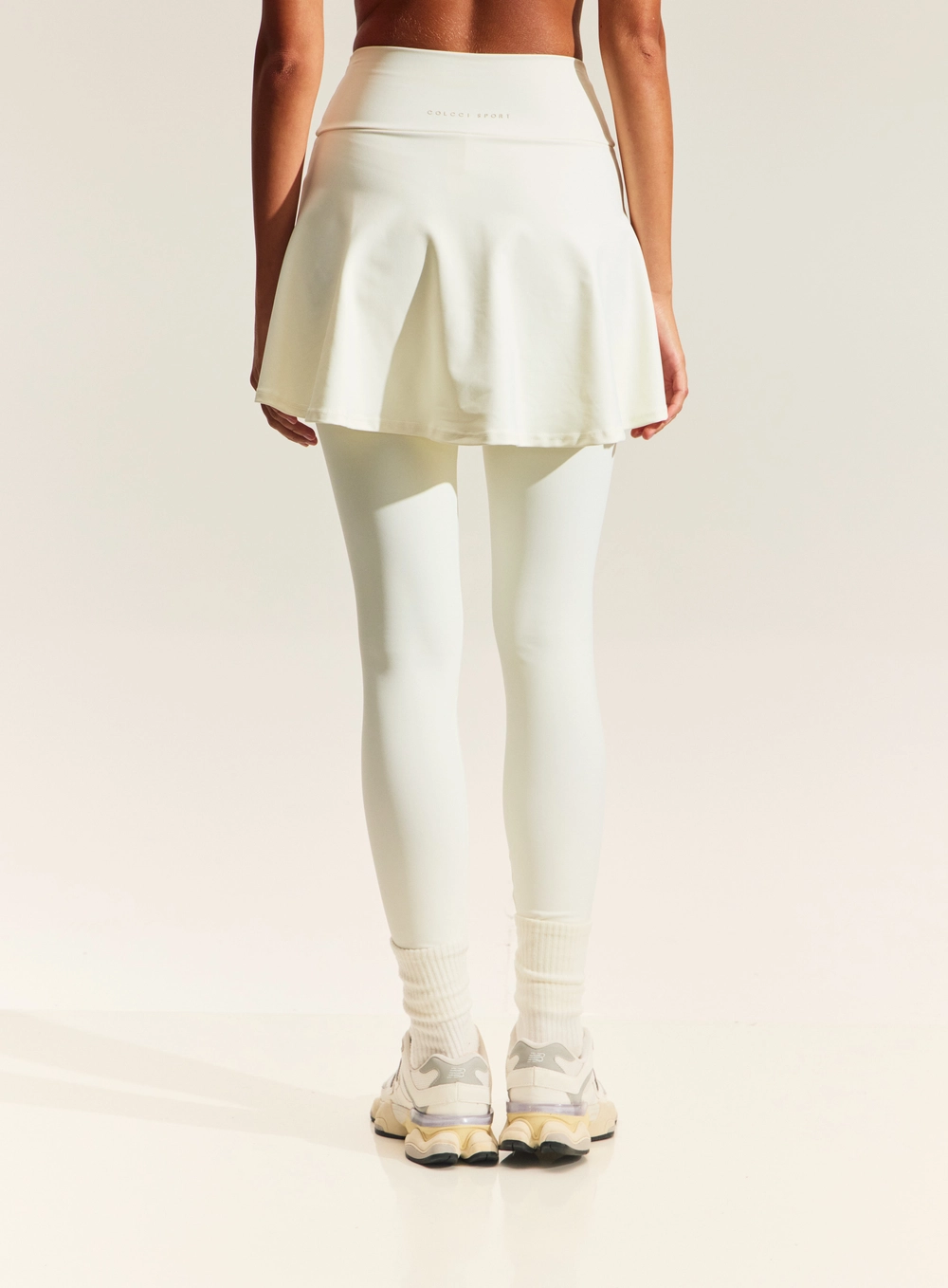 Calça Legging Com Saia Sobreposta Branco