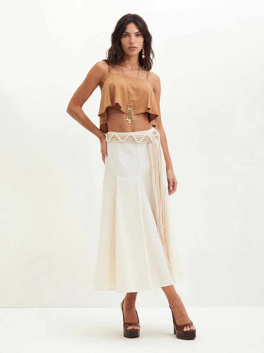 Blusa Feminina Com Costas Vazadas - Godê Bege 3