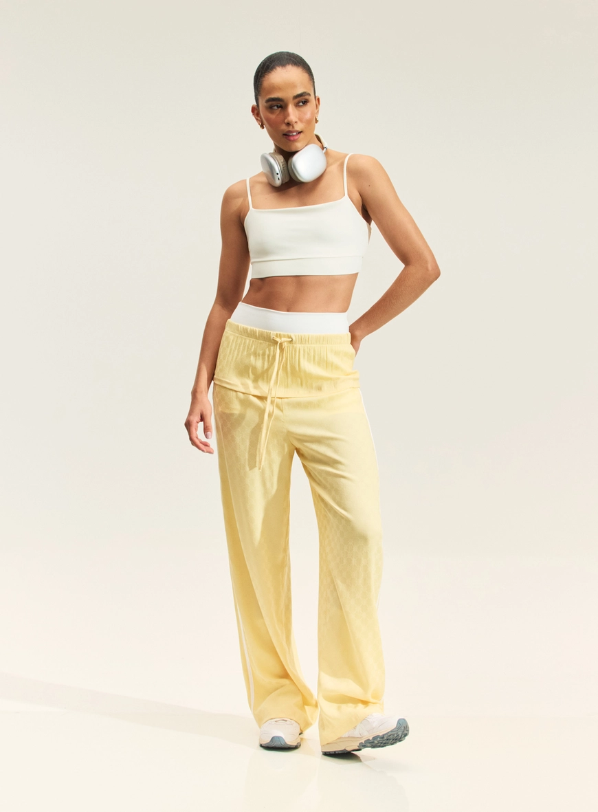 Calça Jacquard Ampla Com Amarração