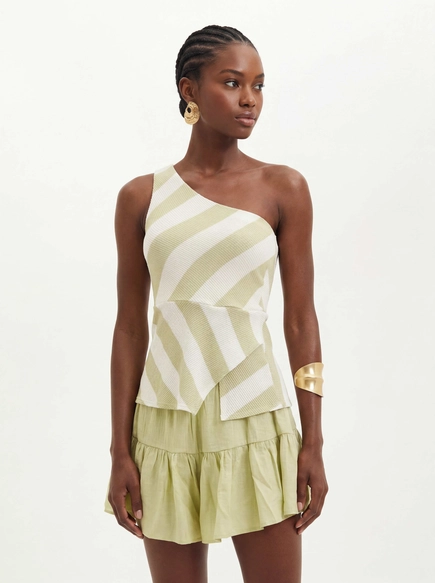 Blusa Feminina Listrada Com Barra Assimétrica