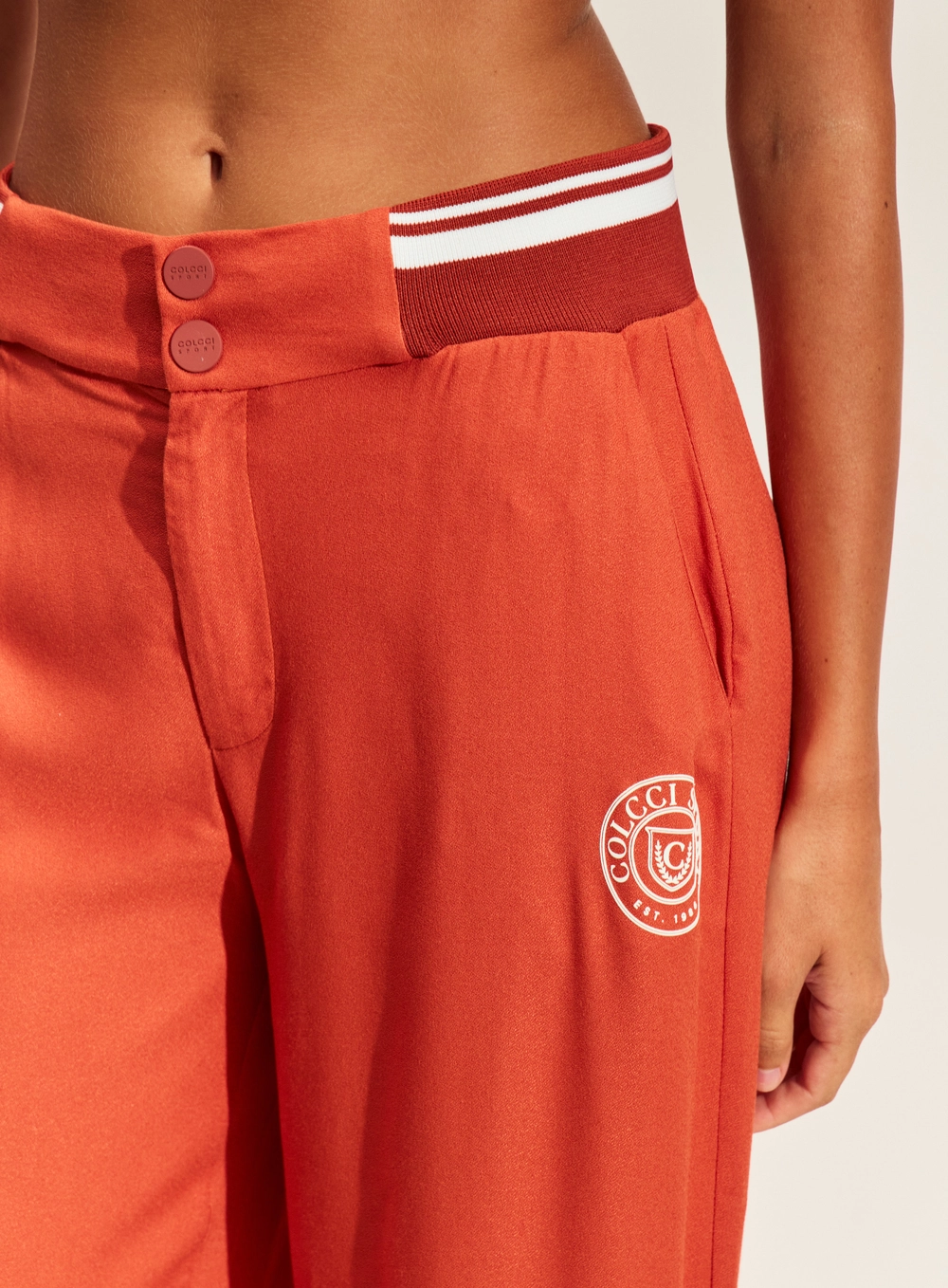 Calça Pantalona Com Cós Retilíneo Laranja