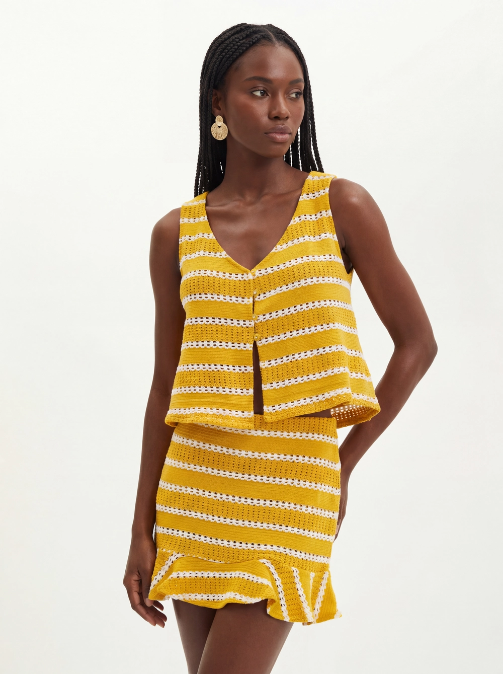 Regata Feminina Em Tricô Listrado - Comfort Estampados 1