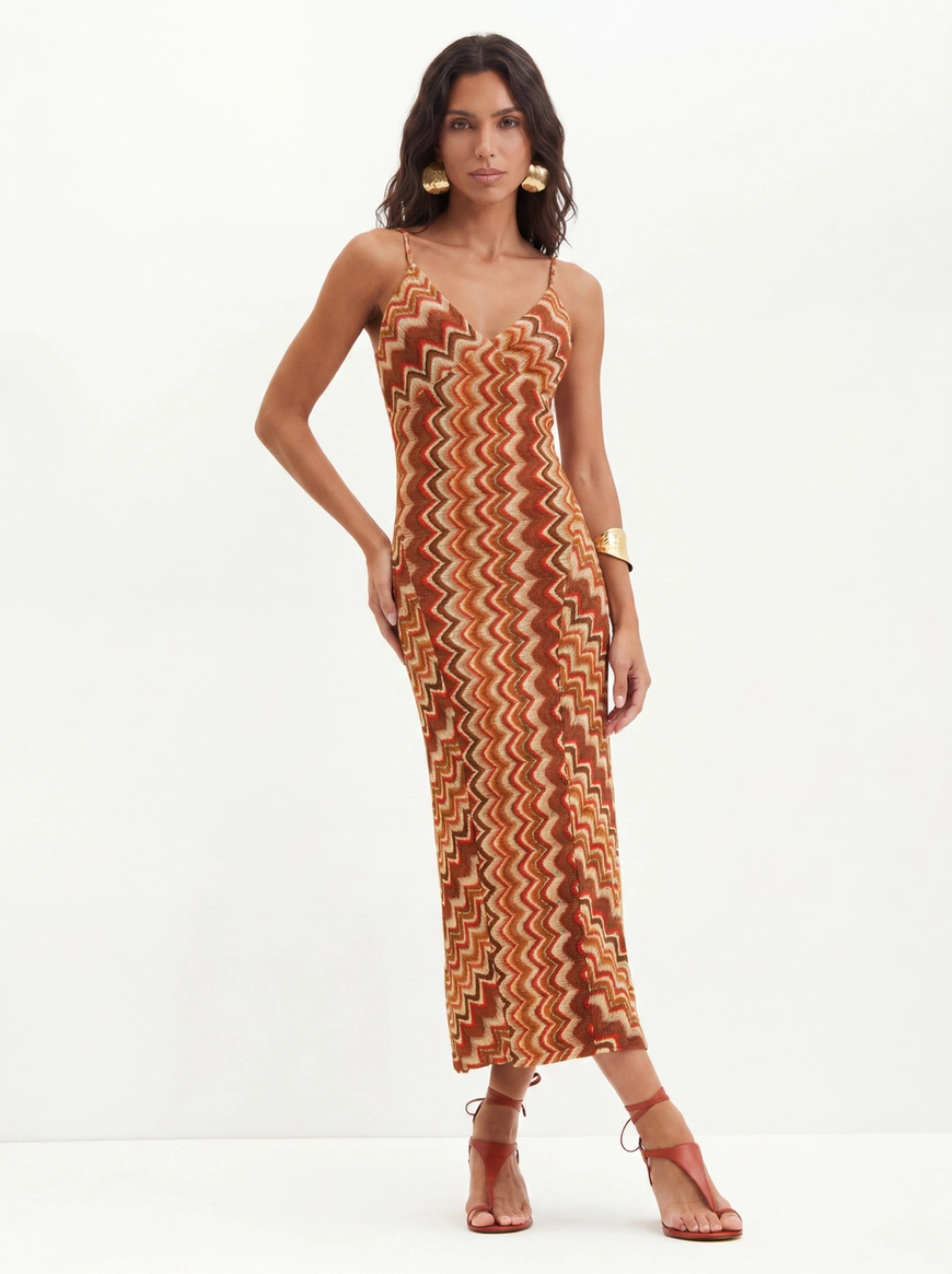 Vestido Midi Estampado Com Alças Finas - Slim Estampados 3