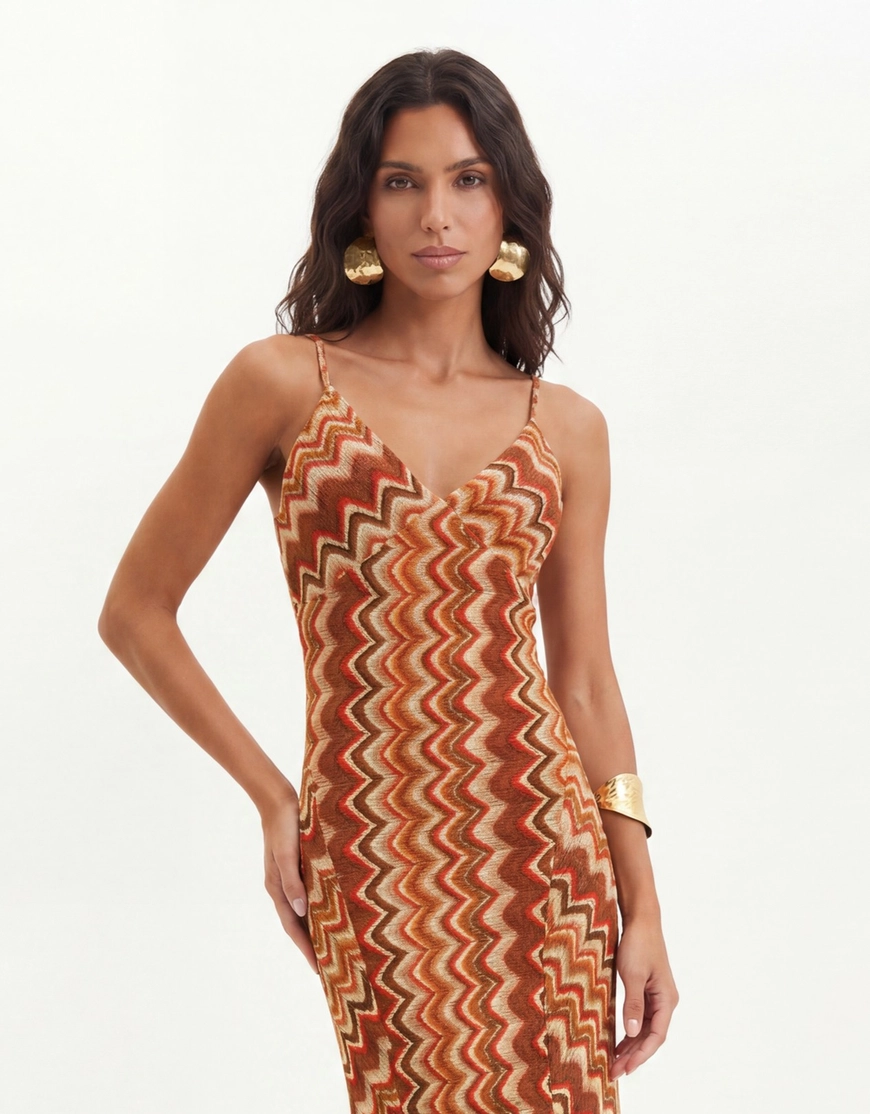 Vestido Midi Estampado Com Alças Finas - Slim Estampados 4