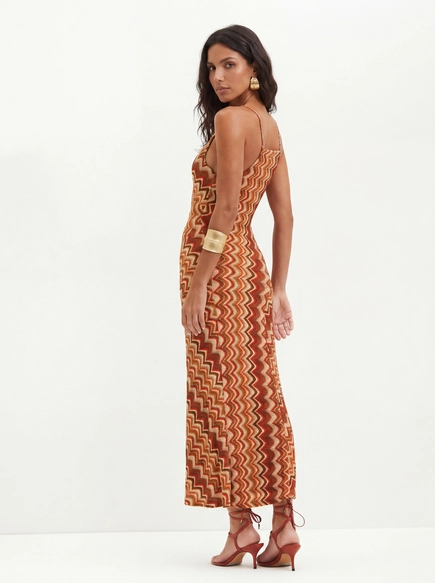 Vestido Midi Estampado Com Alças Finas - Slim