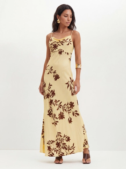 Vestido Estampado Com Alças Finas