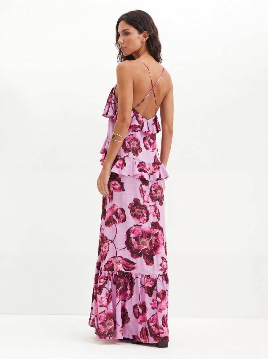 Vestido Estampado Com Babados - Godê Estampados 2