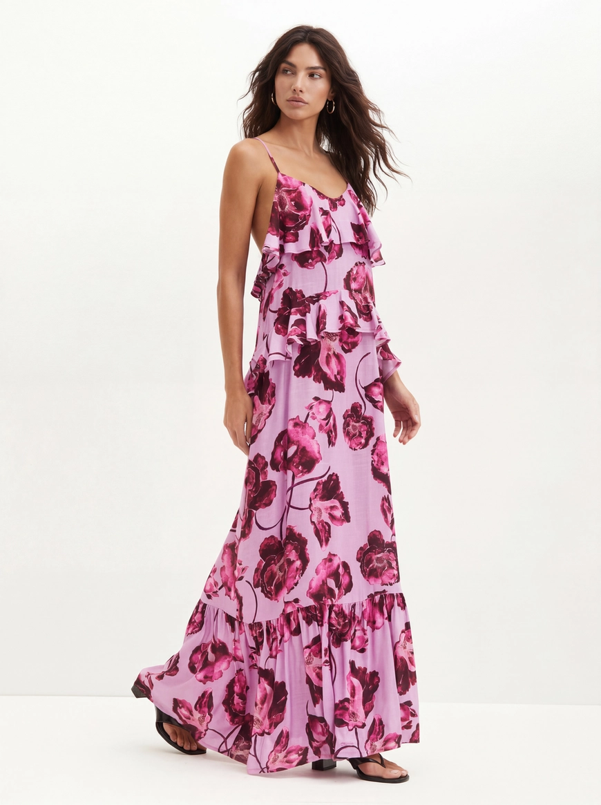 Vestido Estampado Com Babados - Godê Estampados 3