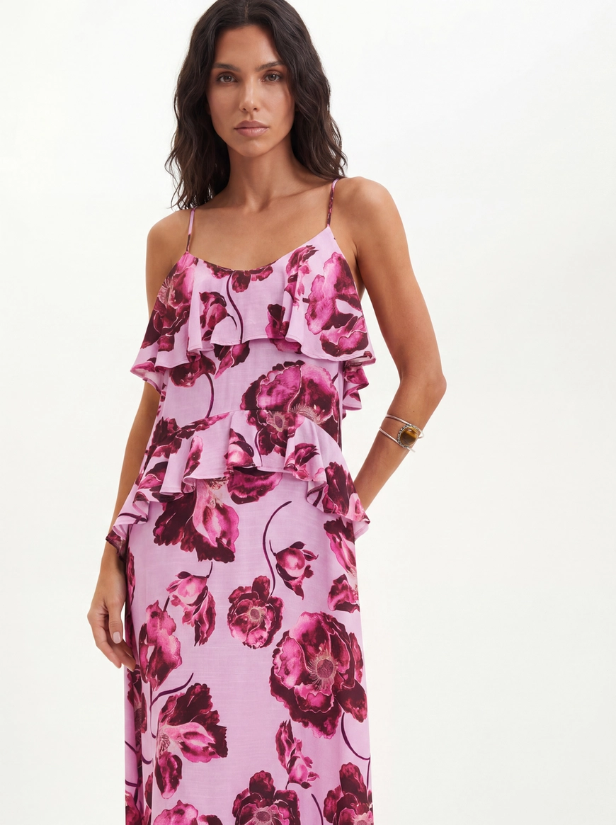 Vestido Estampado Com Babados - Godê Estampados 4