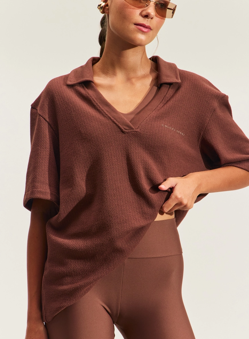 Blusa Feminina Polo Oversized Com Decote V