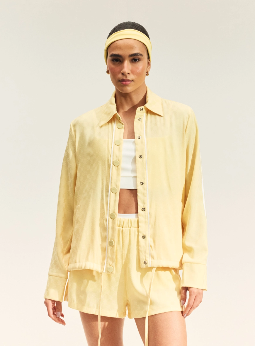 Camisa Jacquard Com Botões E Gola