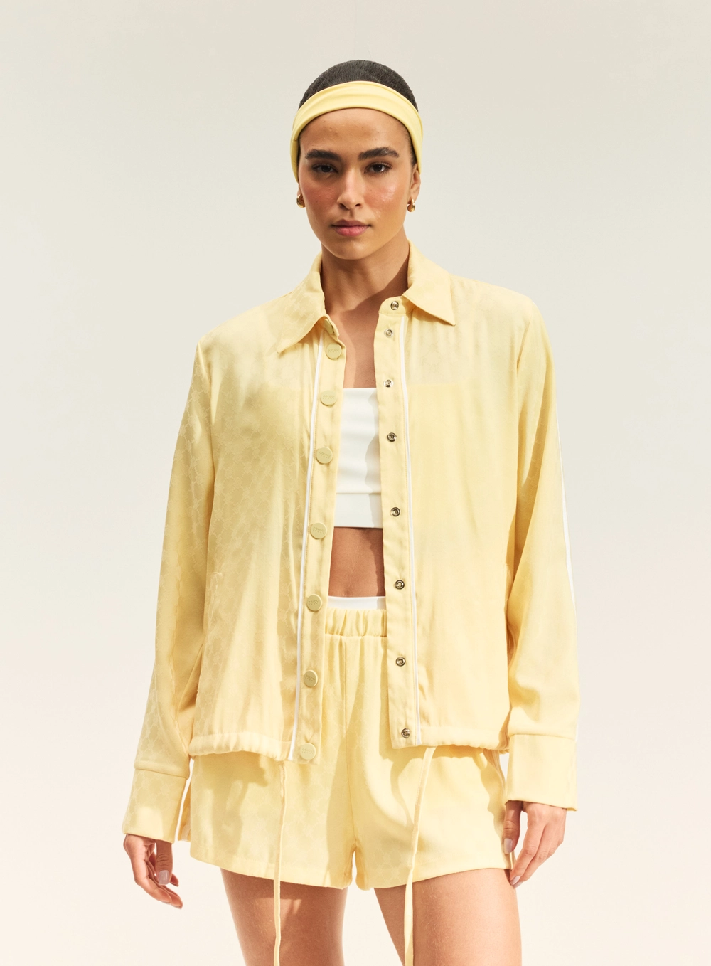 Camisa Jacquard Com Botões E Gola AMARELO