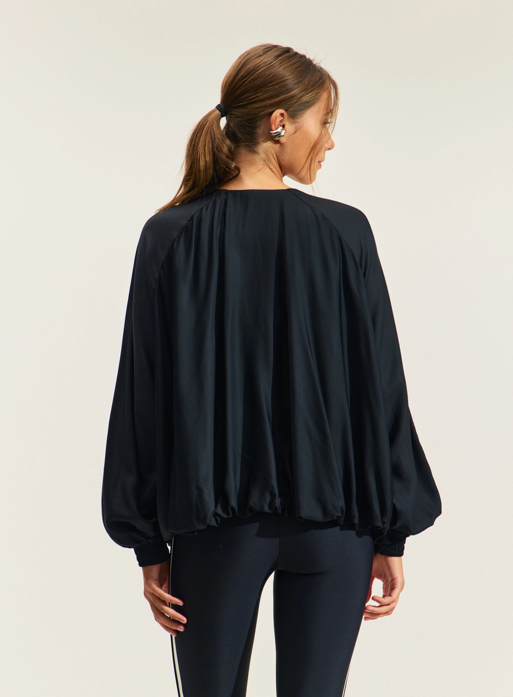 Jaqueta Loose Bomber Com Zíper PRETO