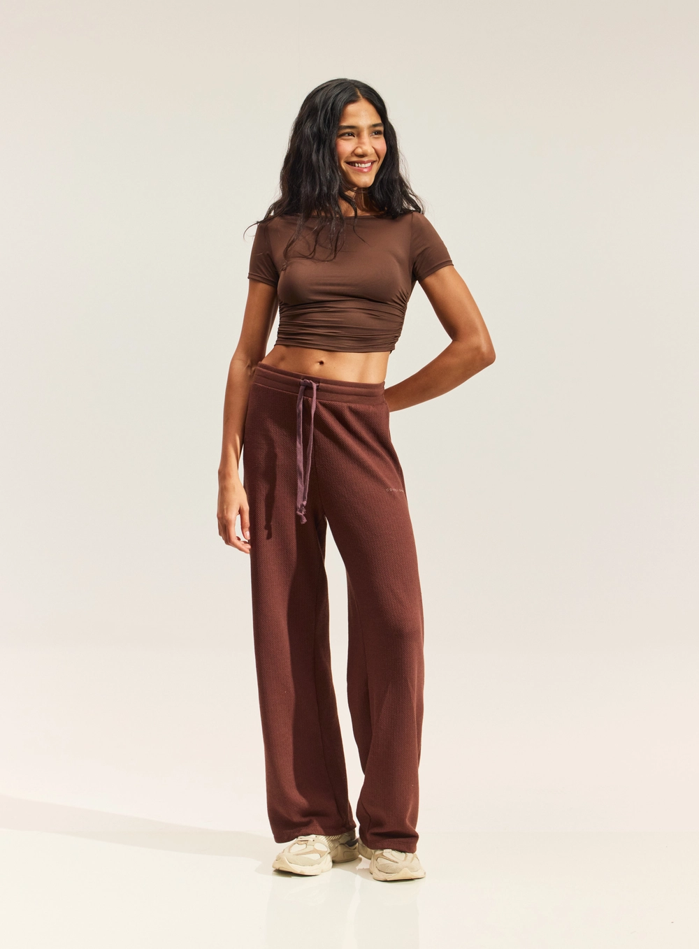 Blusa Cropped Feminina Canelada Marrom