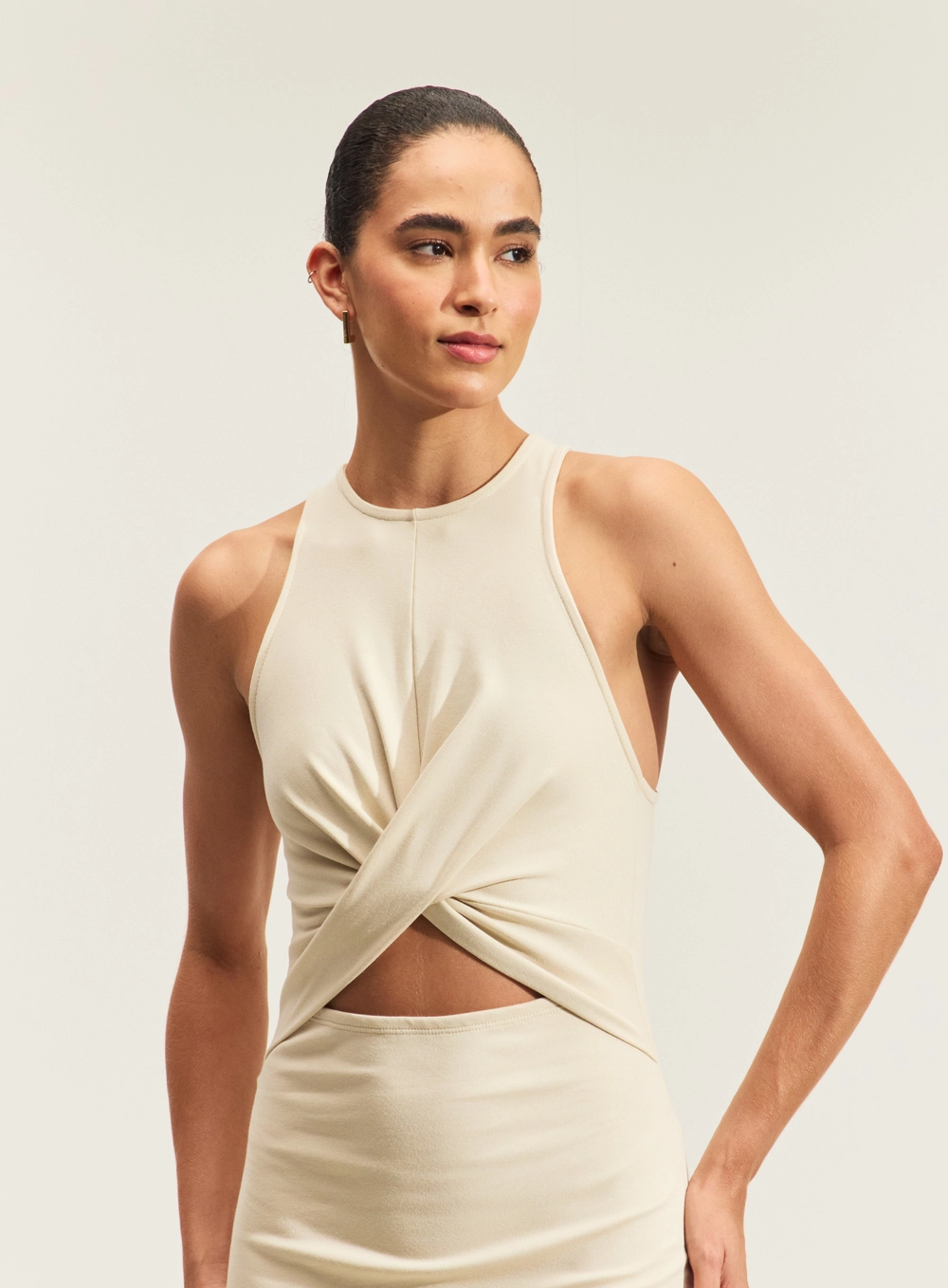Vestido Feminino Cut Out Sport - Slim Bege