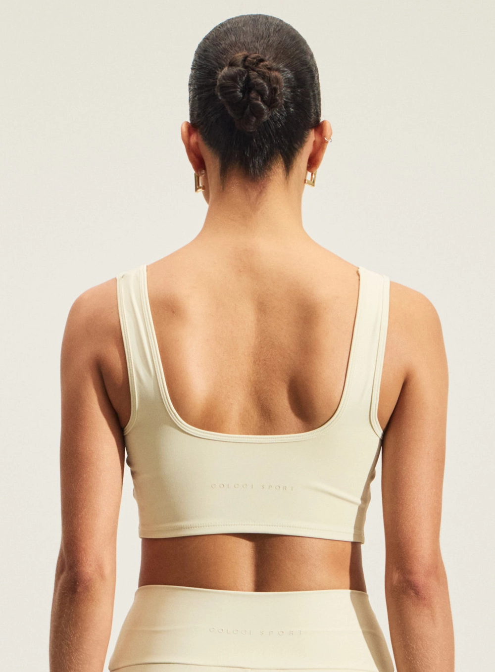 Top Feminino Sport Com Nó Frontal Bege
