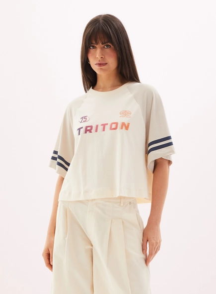 Camiseta Feminina Estampada Com Manga Raglan