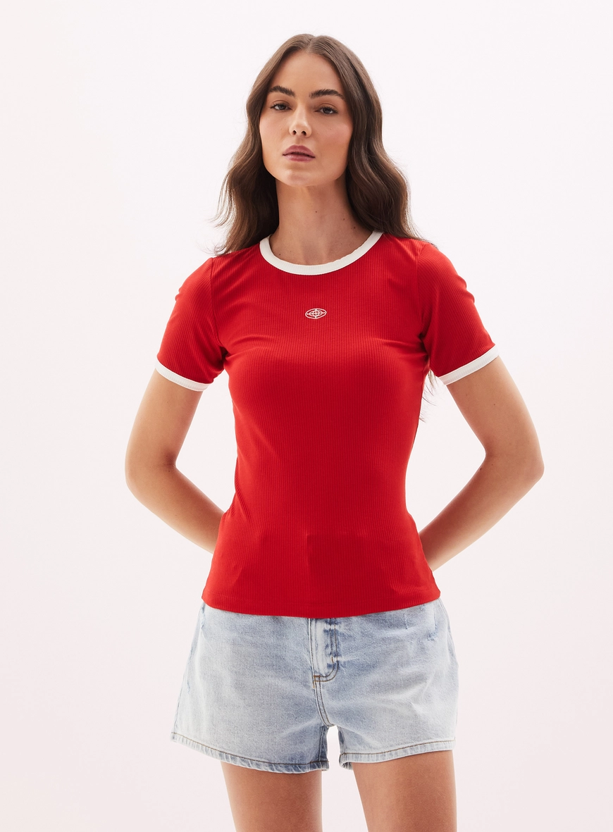 Camiseta Feminina Canelada - Small Vermelho 2